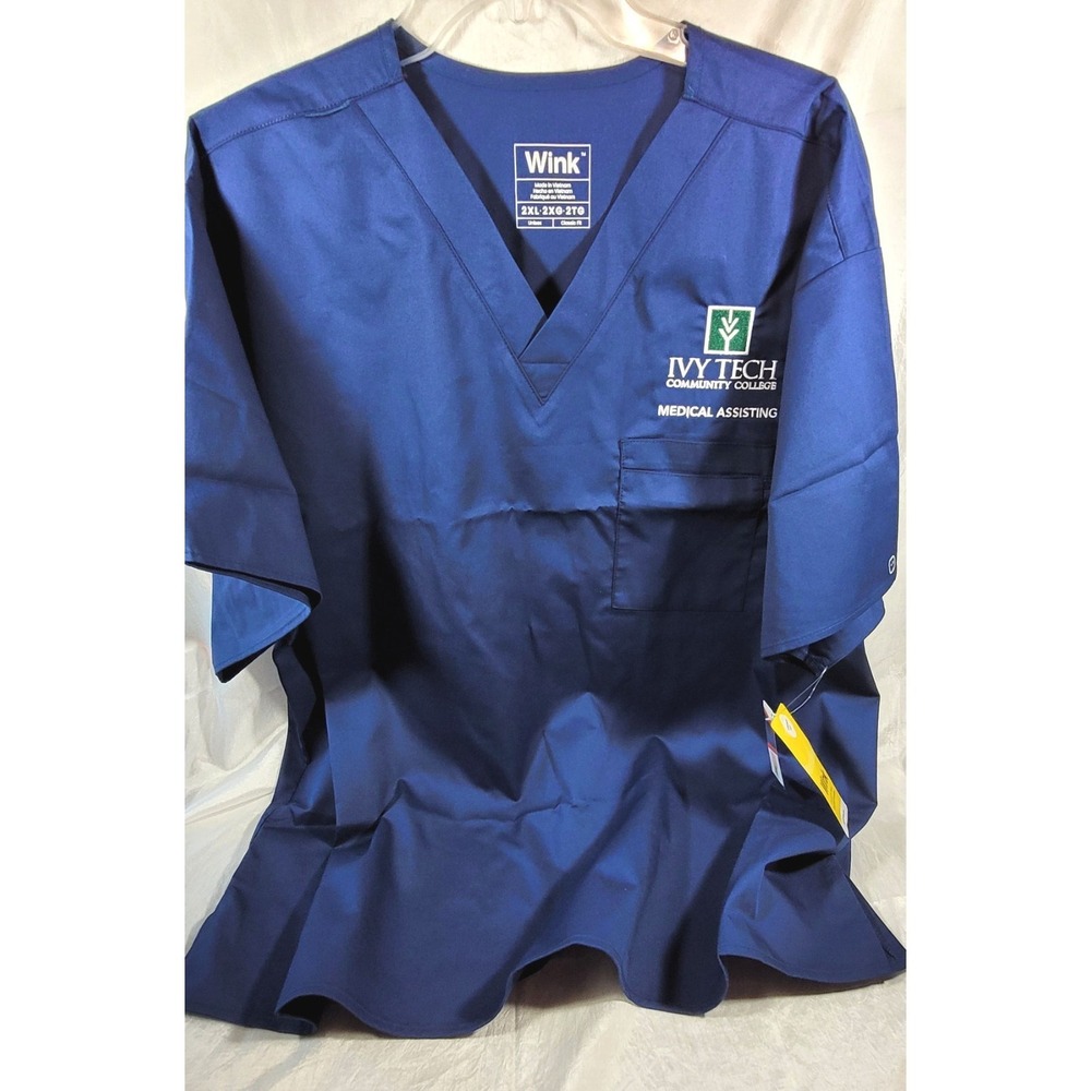 Wonder Wink Ivy Tech Community College Medical Assisting Scrubs Top - Blue - 2XL